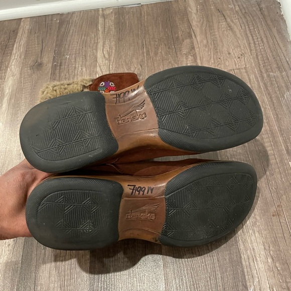 Dansko Fyodora Tribal Western Brown Suede Mid Calf Faux Fur Boots - Picture 7 of 12